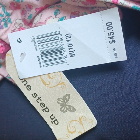 One step up 10/12 girls leggings Pink with Flowers - Picture 3 of 3